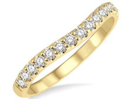 1 3 Ctw Arched Center Round Cut Diamond Wedding Band in 14K Yellow Gold on Sale