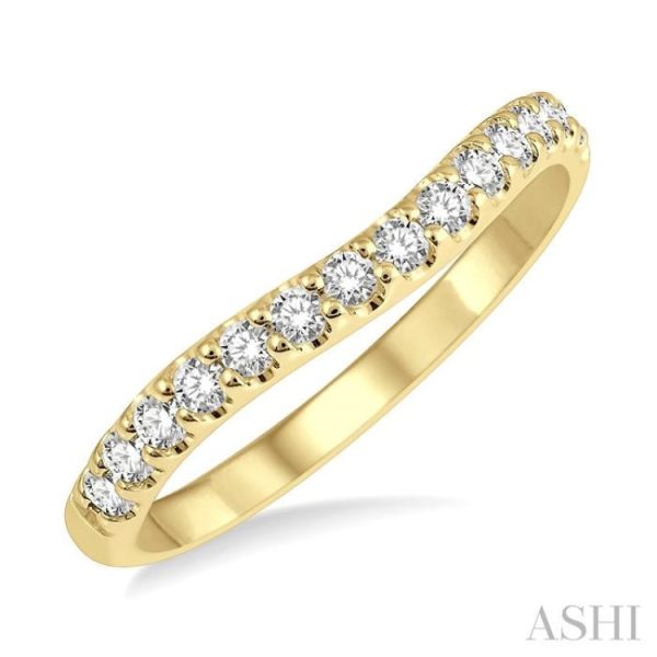 1 3 Ctw Arched Center Round Cut Diamond Wedding Band in 14K Yellow Gold on Sale