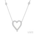 1 2 ctw Heart Pendant Round Cut Diamond Fashion Station Necklace in 10K White Gold Online Sale