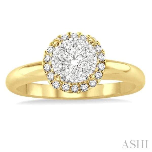 1 3 Ctw Lovebright Round Cut Diamond Engagement Ring in 14K Yellow and White gold Online Hot Sale