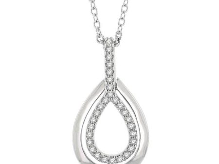 1 10 ctw Petite Pear Shape Round Cut Diamond Fashion Pendant With Chain in 10K White Gold Online now