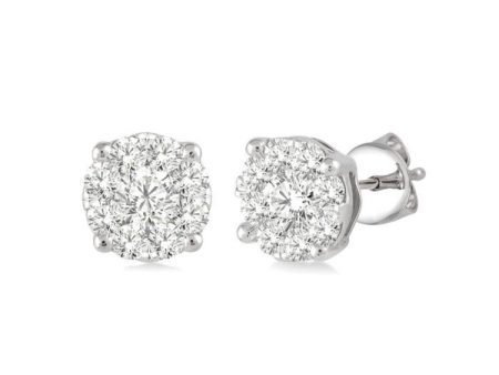 1 3 Ctw Lovebright Round Cut Diamond Stud Earrings in 14K White Gold Online