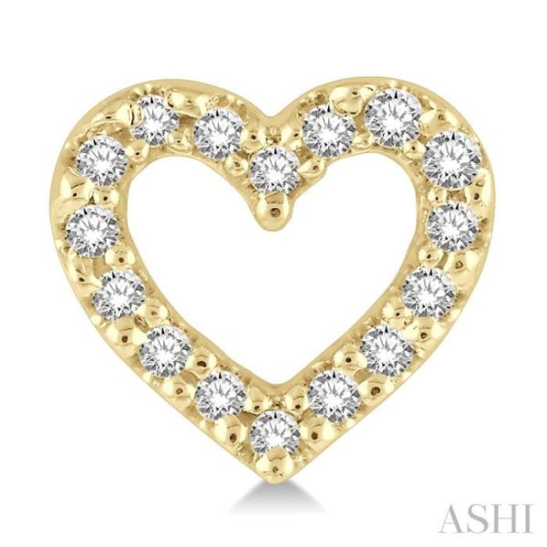 1 10 Ctw Heart Cutout Round Cut Diamond Petite Fashion Earring in 14K Yellow Gold Online Hot Sale