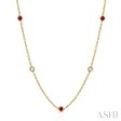 1 2 ctw Round Cut Diamond and 2.85MM Ruby Precious Station Necklace in 14K Yellow Gold Online Hot Sale