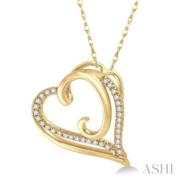 1 10 Ctw Round Cut Diamond Heart Pendant in 10K Yellow Gold with Chain Sale