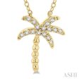 1 10 Ctw Palm Tree Round Cut Diamond Petite Fashion Pendant With Chain in 14K Yellow Gold Online Sale