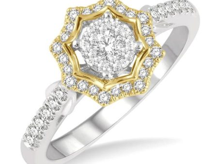 1 3 ctw Star Shape Lovebright Round Cut Diamond Ring in 14K White and Yellow Gold Online now