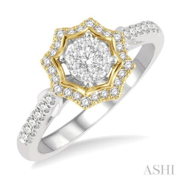 1 3 ctw Star Shape Lovebright Round Cut Diamond Ring in 14K White and Yellow Gold Online now