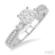 1 3 Ctw Round Cut Diamond Lovebright Engagement Ring in 14K White Gold Fashion