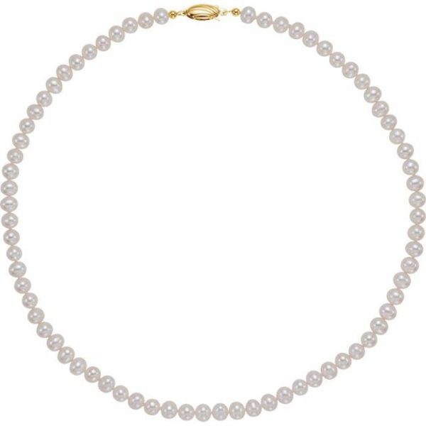 14K Yellow Panache® Cultured White Freshwater Pearl 18  Necklace Supply