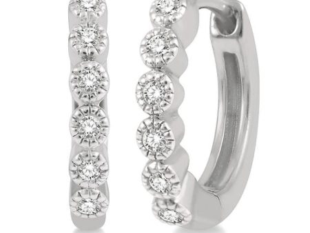 1 10 Ctw Round Cut Diamond Huggie Earrings in 10K White Gold Online now