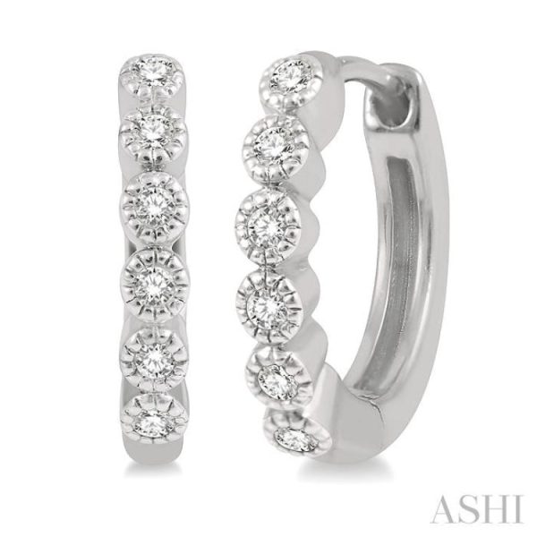 1 10 Ctw Round Cut Diamond Huggie Earrings in 10K White Gold Online now