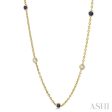 1 2 ctw Round Cut Diamond and 2.85MM Sapphire Precious Station Necklace in 14K Yellow Gold Hot on Sale