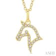 1 10 Ctw Horse Head Petite Round Cut Diamond Fashion Pendant With Chain in 10K Yellow Gold Discount