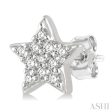 1 10 Ctw Star & Crescent Mix Round Cut Diamond Petite Fashion Earring in 10K White Gold Online Sale