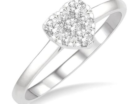 1 4 Ctw Round Cut Diamond Heart Shape Lovebright Ring in 14K White Gold Online now