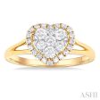 1 2 ctw Heart Shape Lovebright Round Cut Diamond Engagement Ring in 14K Yellow & White gold on Sale