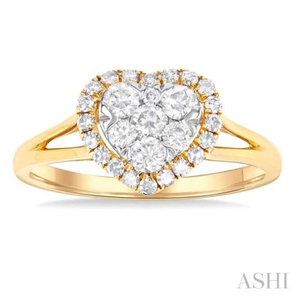 1 2 ctw Heart Shape Lovebright Round Cut Diamond Engagement Ring in 14K Yellow & White gold on Sale