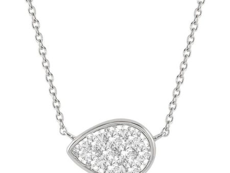 1 3 Ctw Pear Shape Lovebright Diamond Necklace in 14K White Gold Online