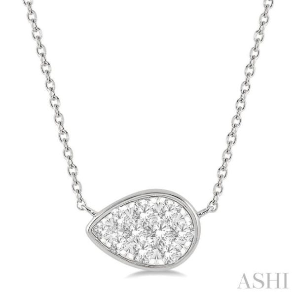 1 3 Ctw Pear Shape Lovebright Diamond Necklace in 14K White Gold Online