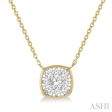 1 3 Ctw Cushion Shape Lovebright Diamond Necklace in 14K Yellow and White Gold Online