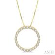 1 2 Ctw Circle of Love Round Cut Diamond Pendant With Chain in 14K Yellow Gold For Cheap