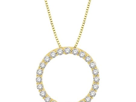 1 2 Ctw Circle of Love Round Cut Diamond Pendant With Chain in 14K Yellow Gold For Cheap