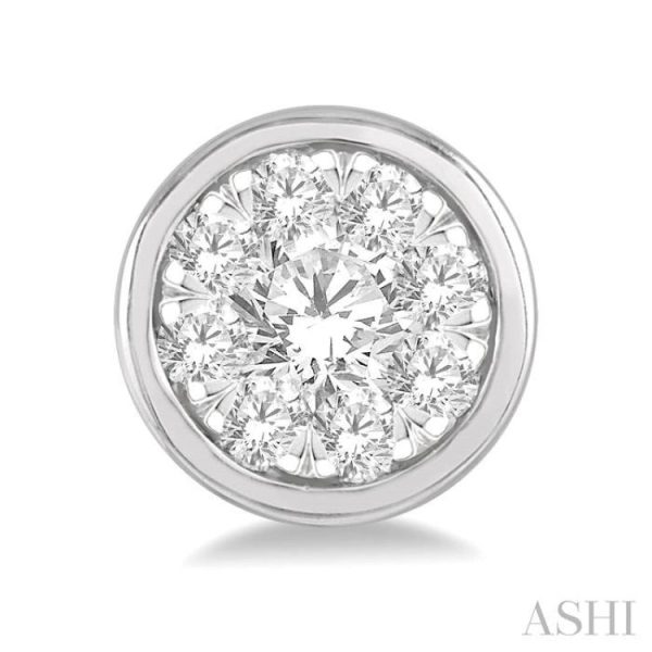 1 3 ctw Medallion Lovebright Round Cut Diamond Bezel Stud Earring in 14K White Gold For Discount