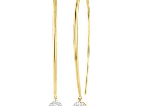 1 3 ctw Round Dangler Lovebright Diamond Earring in 14K Yellow and White Gold Online Hot Sale