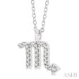 1 10 Ctw Scorpio Round Cut Diamond Zodiac Pendant With Chain in 14K White Gold For Sale