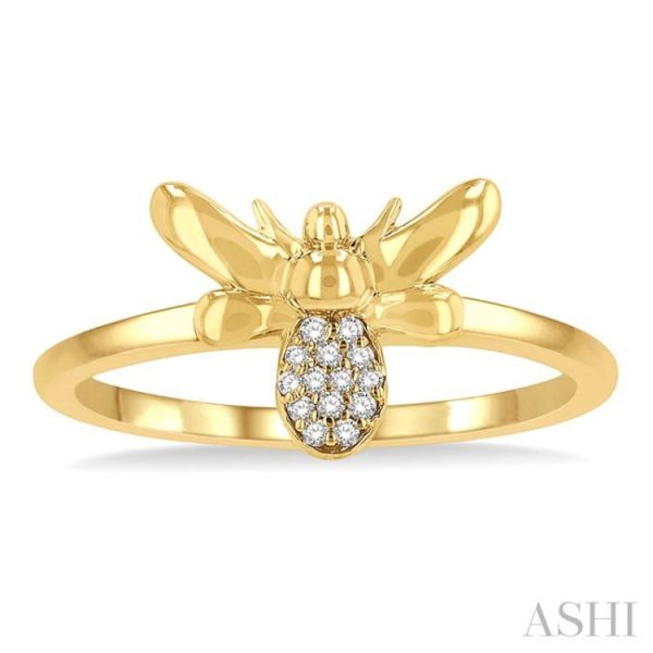 1 20 Ctw Bumble Bee Round Cut Diamond Petite Fashion Ring in 14K Yellow Gold Online Hot Sale