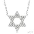 1 10 ctw Petite Star of David Round Cut Diamond Fashion Pendant With Chain in 10K White Gold Fashion