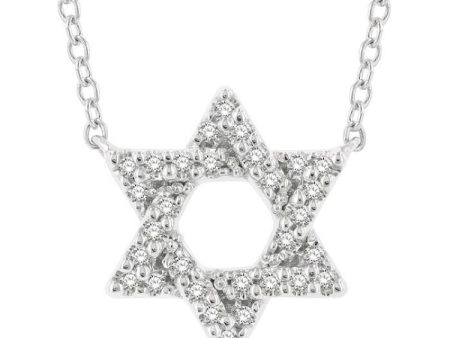 1 10 ctw Petite Star of David Round Cut Diamond Fashion Pendant With Chain in 10K White Gold Fashion