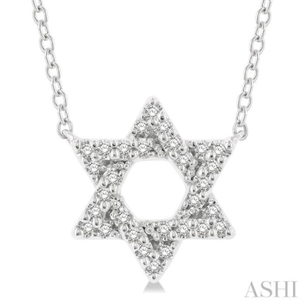 1 10 ctw Petite Star of David Round Cut Diamond Fashion Pendant With Chain in 10K White Gold Fashion