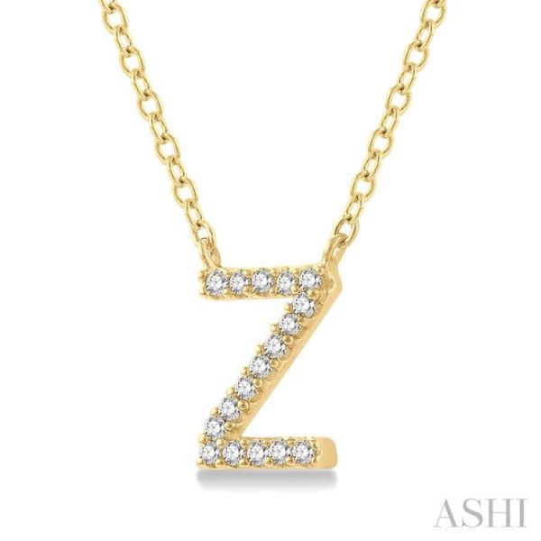 1 20 Ctw Initial  Z  Round Cut Diamond Pendant With Chain in 14K Yellow Gold Online now