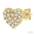 1 10 Ctw Heart Charm Round Cut Diamond Petite Fashion Earring in 10K Yellow Gold Online Hot Sale