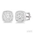 1 2 ctw Cushion Shape Round Cut Diamond Lovebright  Bezel Stud Earring in 14K White Gold Online Hot Sale