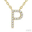 1 20 Ctw Initial  P  Round Cut Diamond Pendant With Chain in 14K Yellow Gold Online Hot Sale