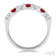 1 2 ctw Round Cut Diamond and 3.3MM Ruby Precious Wedding Band in 14K White Gold Fashion