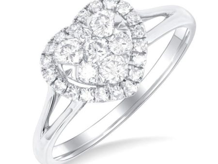 1 2 ctw Heart Shape Lovebright Round Cut Diamond Engagement Ring in 14K White Gold Discount