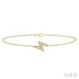 1 10 ctw Petite Lightning Bolt Round Cut Diamond Fashion Bracelet in 10K Yellow Gold Cheap