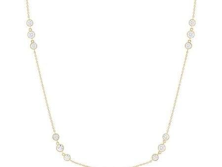 1 1 2 ctw Three Stone Bezel Set Round Cut Diamond Station Necklace in 14K Yellow Gold Online Hot Sale