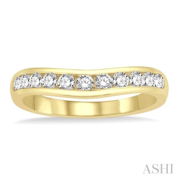 1 2 Ctw Round Cut Diamond Inlay Wedding Band in 14K Yellow Gold Online now