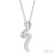 1 10 Ctw Snake Petite Round Cut Diamond Fashion Pendant With Chain in 10K White Gold Online Hot Sale