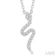 1 10 Ctw Snake Petite Round Cut Diamond Fashion Pendant With Chain in 10K White Gold Online Hot Sale