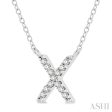 1 20 Ctw Initial  X  Round Cut Diamond Pendant With Chain in 14K White Gold Discount