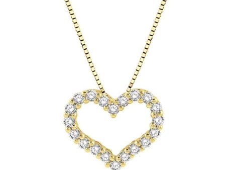 1 4 Ctw Heart Shape Round Cut Diamond Pendant With Chain in 14K Yellow Gold Online Sale