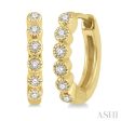 1 10 Ctw Round Cut Diamond Huggie Earrings in 14K Yellow Gold Fashion