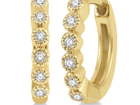 1 10 Ctw Round Cut Diamond Huggie Earrings in 14K Yellow Gold Fashion