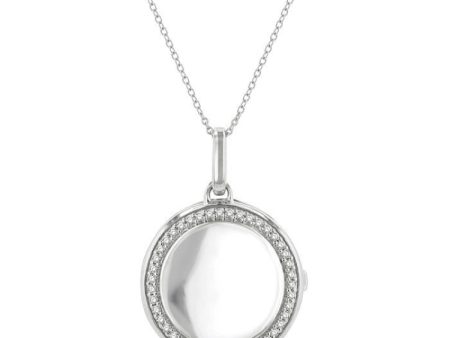 1 10 Ctw Circle Shape Round Cut Diamond Keepsake Locket Pendant With Chain in Sterling Silver Cheap